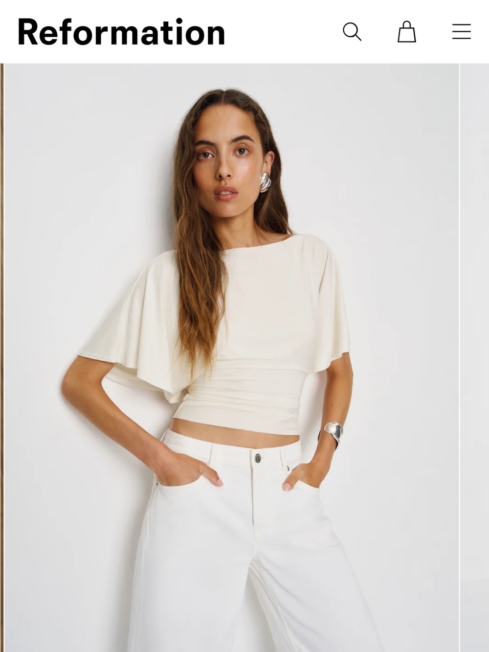 Reformation Avery Knit Top Ivory - Size S